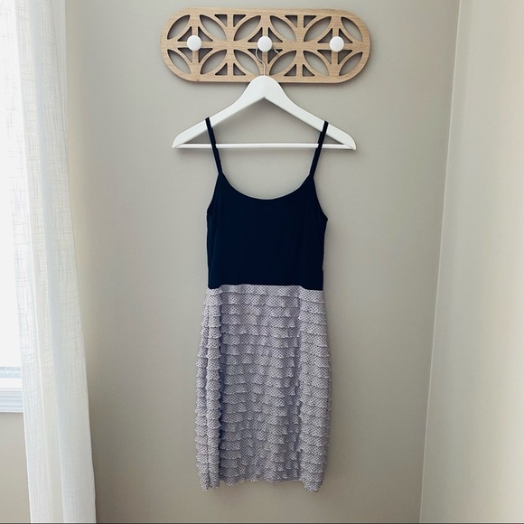 Lush Polkadot Ruffle Dress Black/Gray Sz Medium - Picture 6 of 9